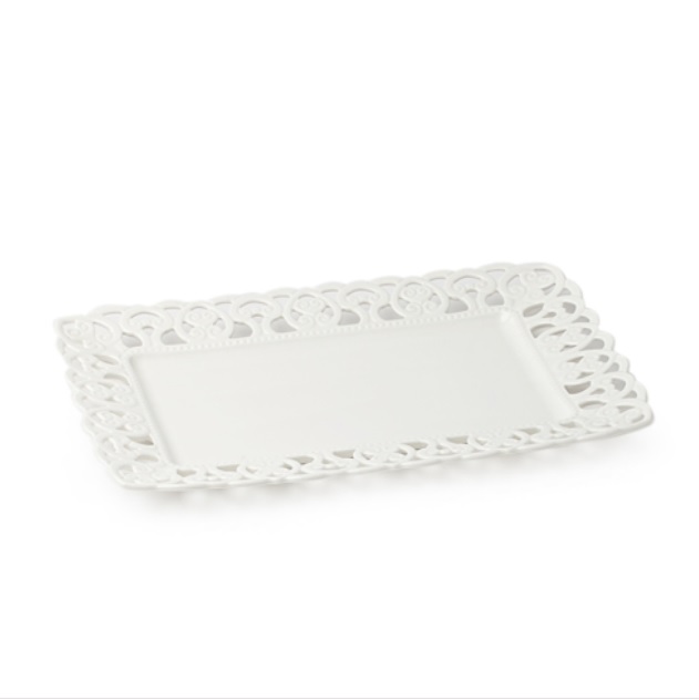 Vassoio rettangolare traforato in porcellana - 41x28 cm - Hervit
