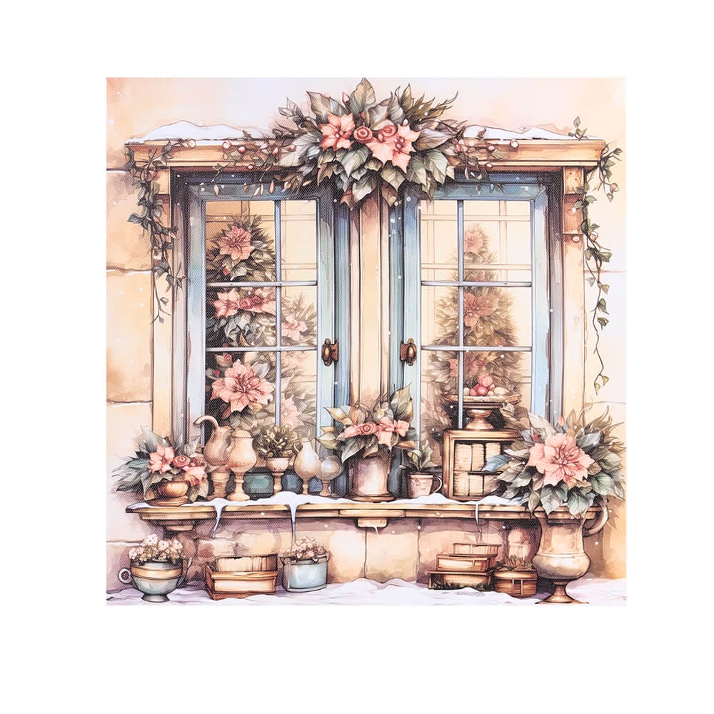 Quadro vetrina/finestra natalizia - 30x30 cm - Nuvole di Stoffa