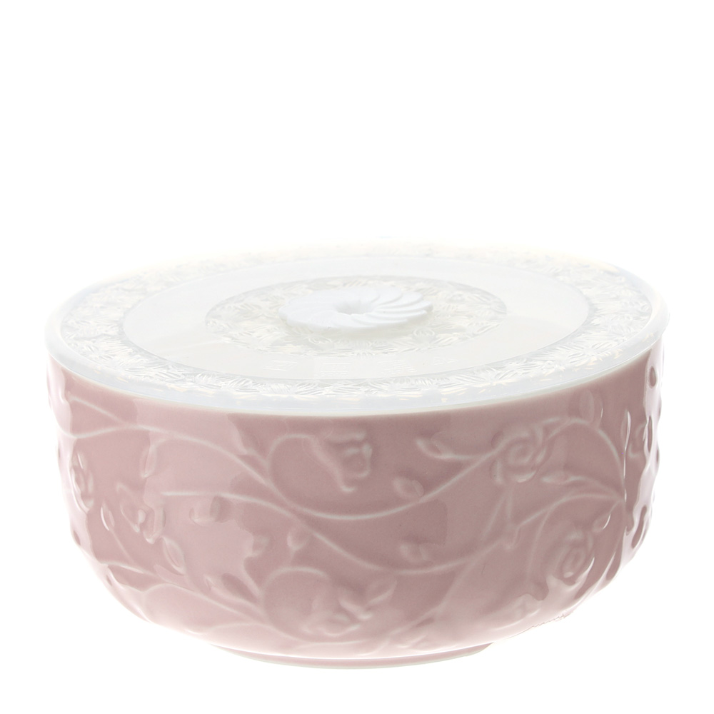 Contenitore in porcellana rosa con coperchio salva freschezza - 13x7 cm - Hervit