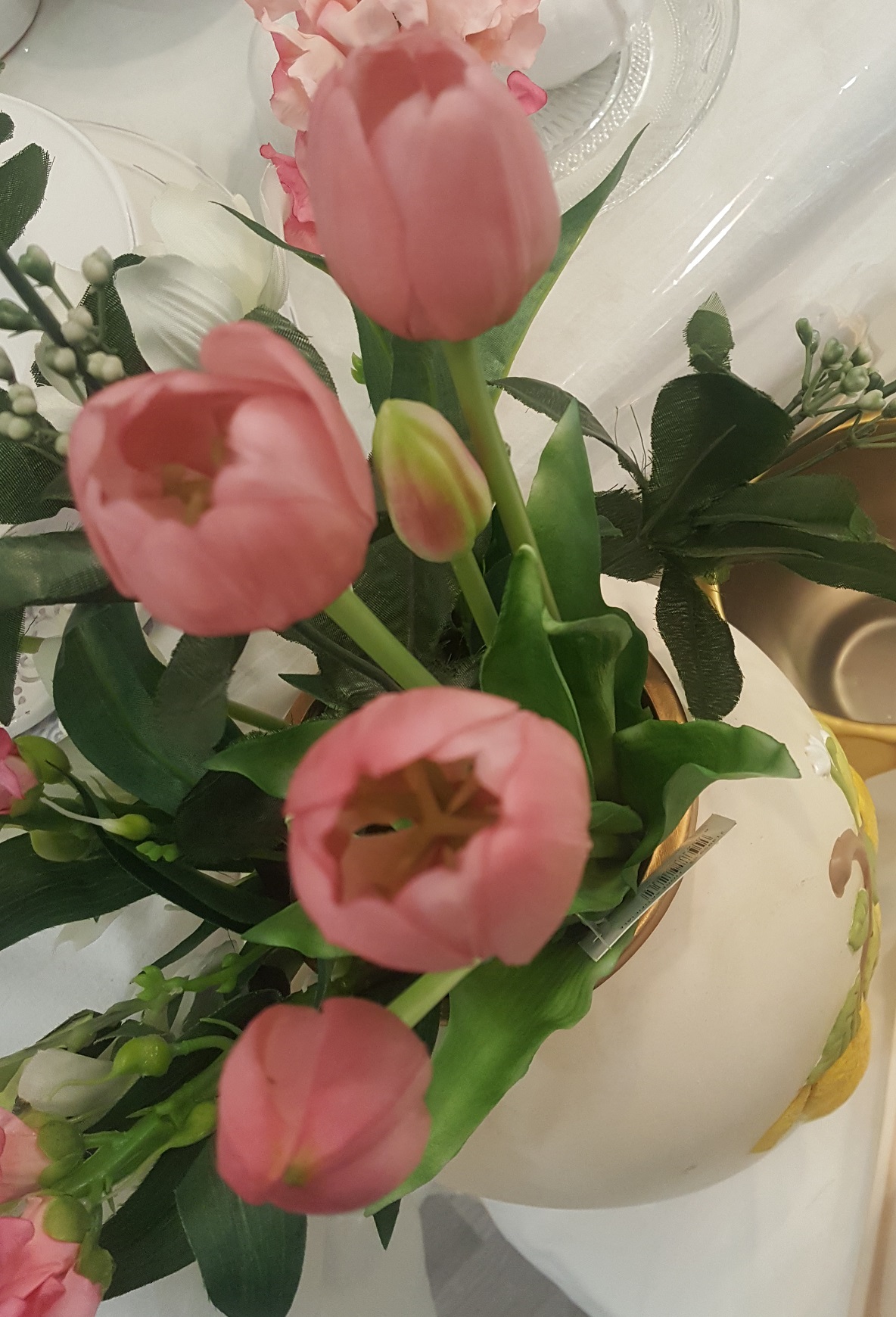Bouquet di cinque tulipani rosa antico - fiore artificiale - edg