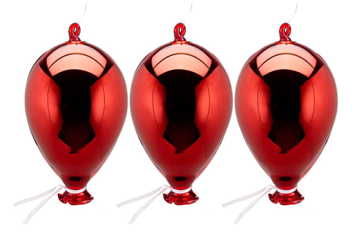Set 3 palloncini in vetro rosso - 20 cm