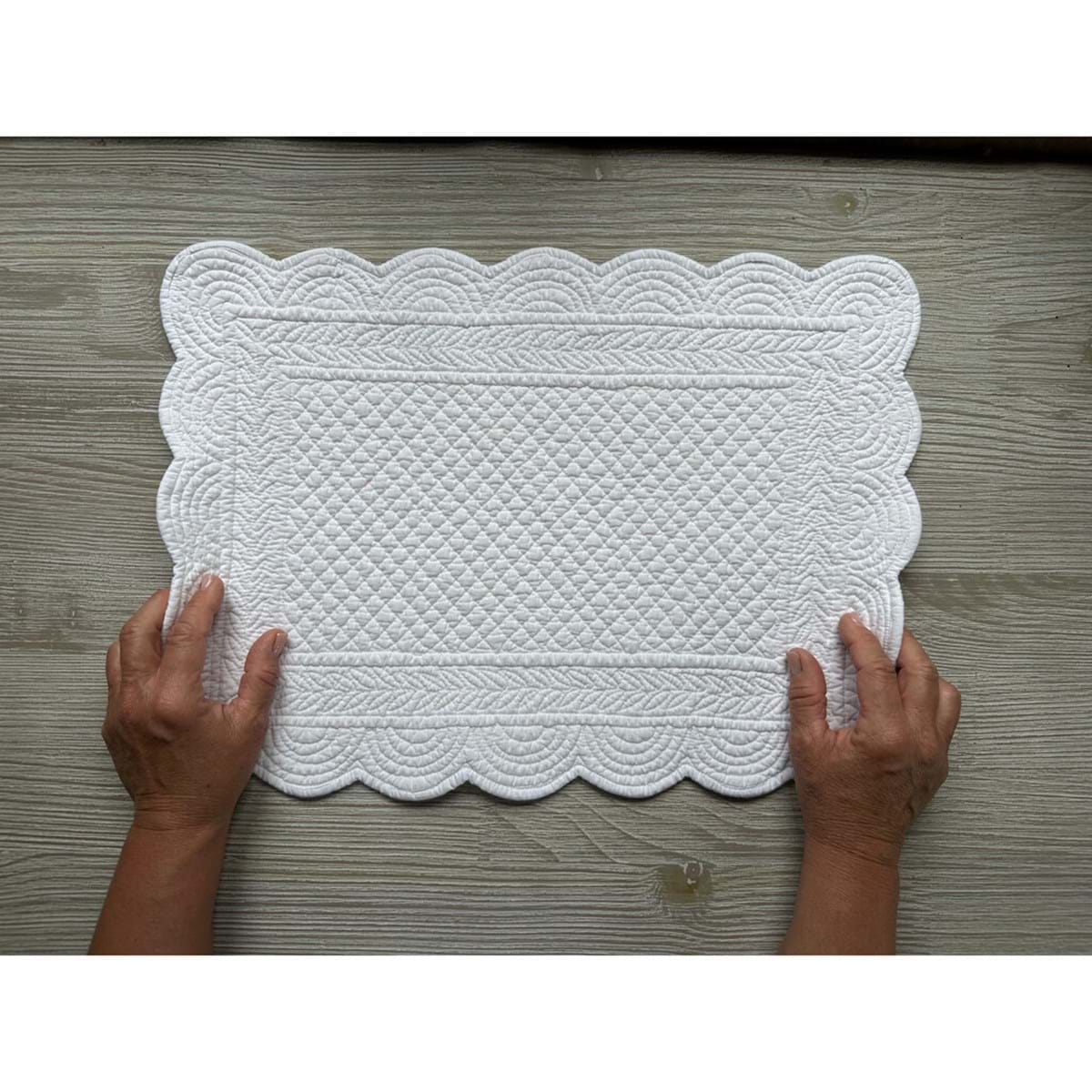 Tovaglietta trapuntata in cotone bianco  - Collezione Carmen - 35x50 cm - Blanc Mariclo