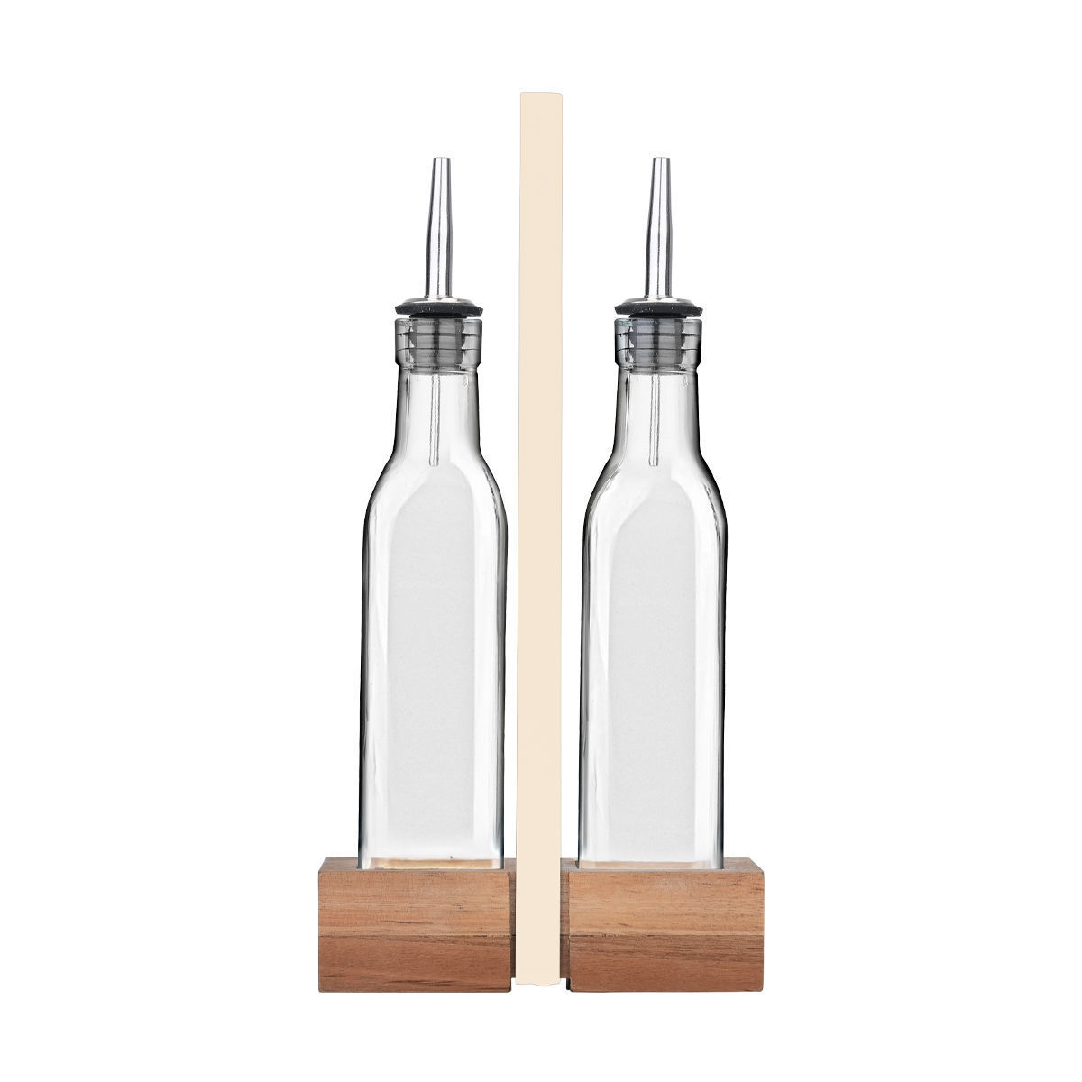 Set olio e aceto in vetro con base in legno - 2x280 ml - Estia