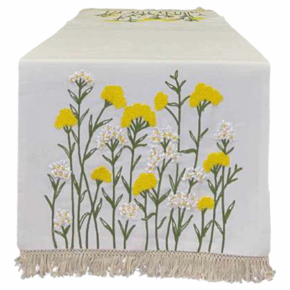 Runner in cotone con fiori gialli - Collezione Camilla - 140x50 cm - Clodette