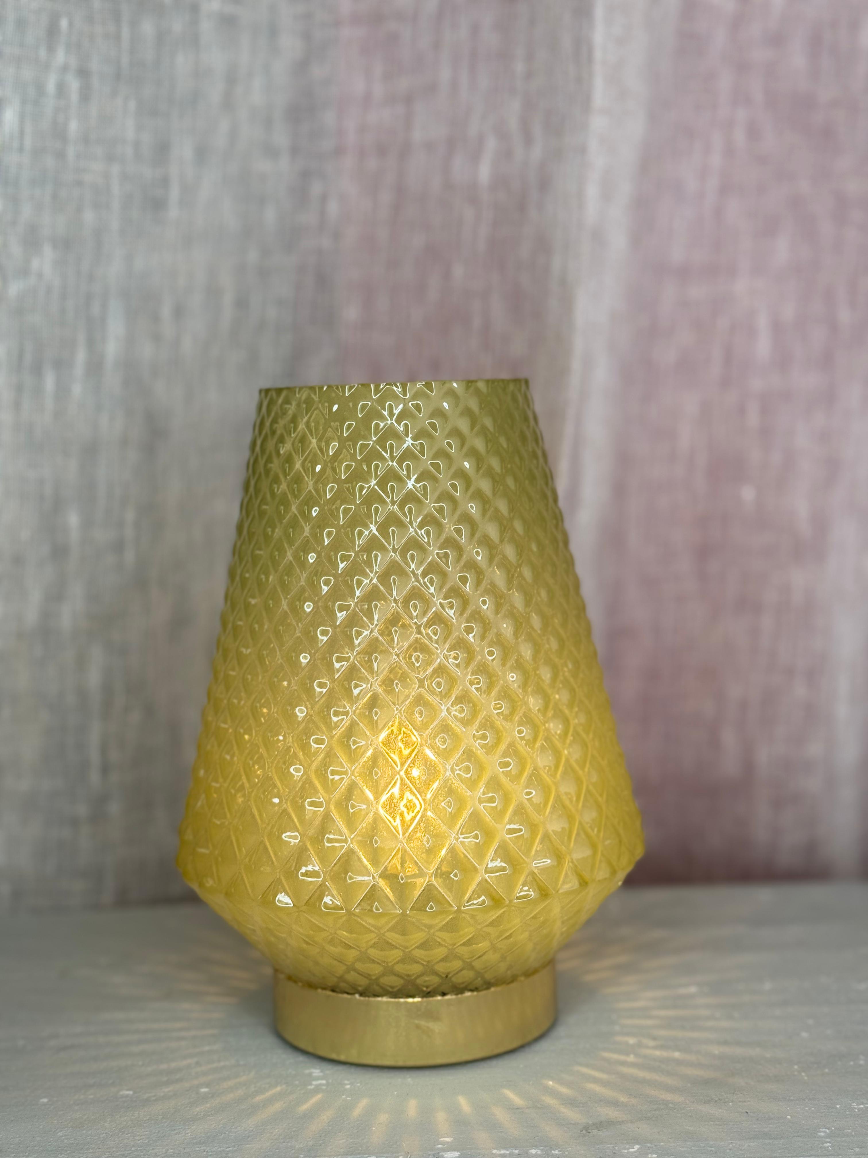 Lampada a batterie in vetro - vari colori - H.20 cm