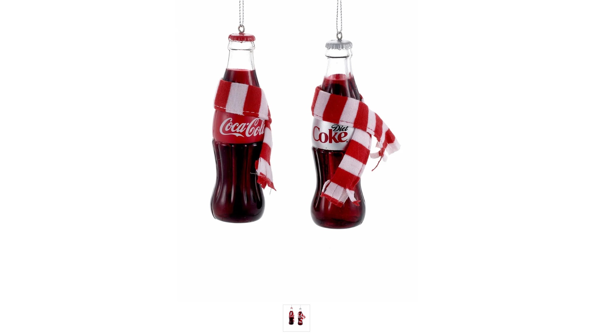 Bottiglia di coca cola con sciarpa da appendere - H.12 cm - 2 modelli - Christmas Inspirations