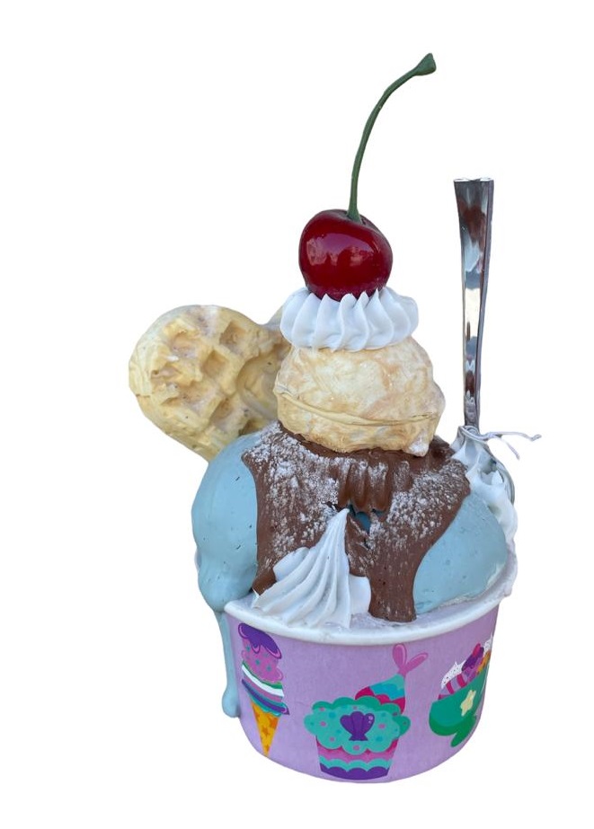 Coppetta con gelato e cucchiaino - 17 cm h