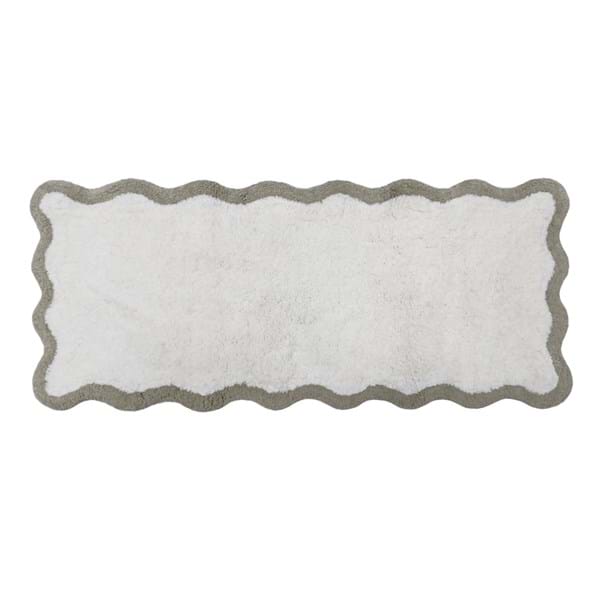 Tappeto rettangolare in cotone bianco c/bordo beige - 50x110 cm - Blanc Mariclo