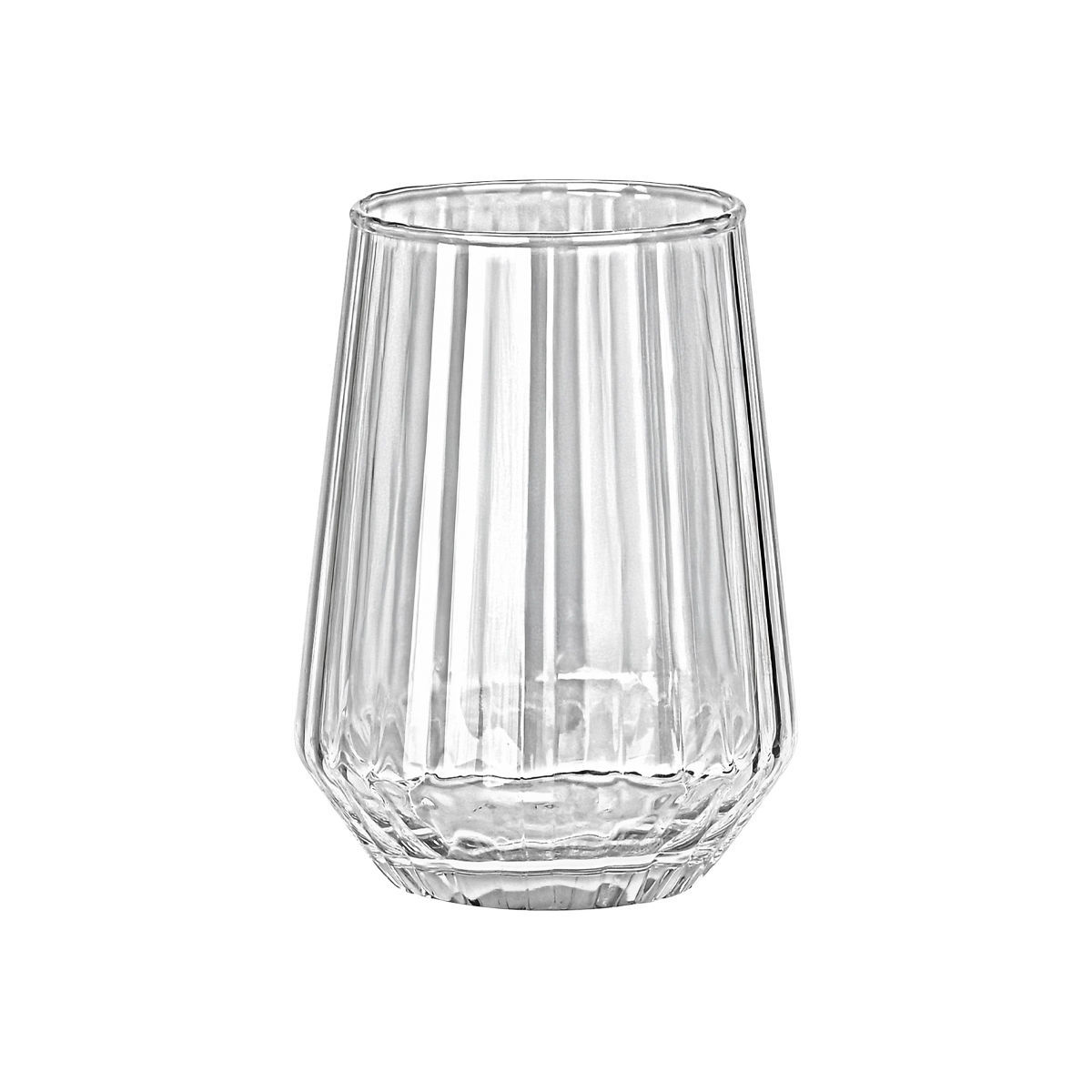 Set 6 bicchieri acqua in vetro trasparente rigato - 410 ml - Estia