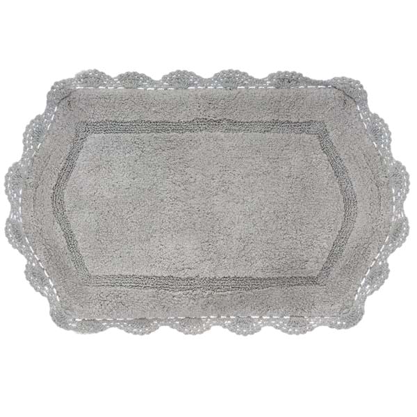 Tappeto in cotone con crochet grigio scuro