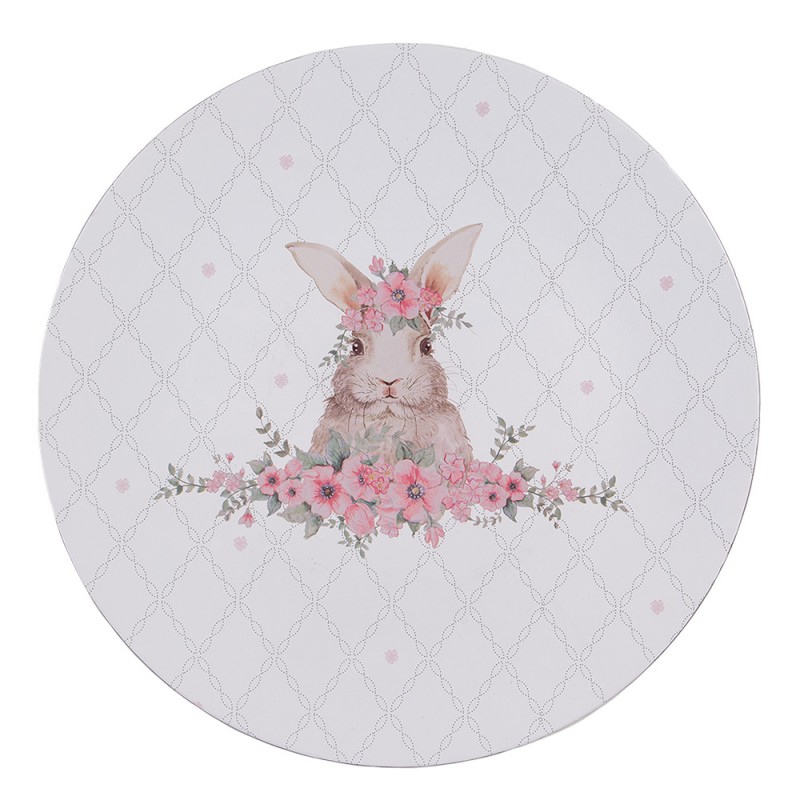 Sottopiatto in plastica rosa con coniglietto - diam.33 cm - Clayre&Eef