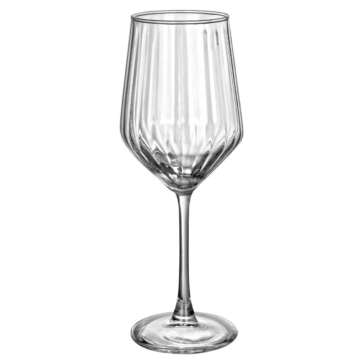 Set 6 calici da vino in vetro trasparente rigato - 516 ml - Estia