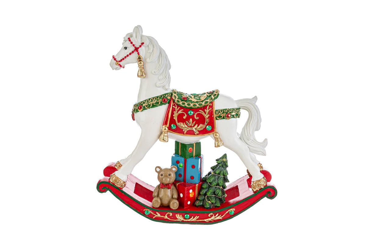 Cavalluccio a dondolo in resina con led - 23x25 cm