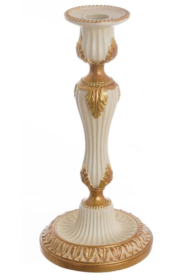 Portacandela in resina panna e oro - Coll. Momenti di Calma -  H.23 cm - Blanc Mariclo
