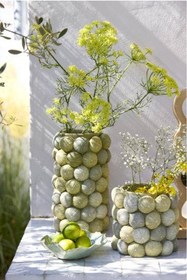Vaso in resina ricci di mare verde mod.SEA URCHIN - H.32.5x19 cm - Light e Living