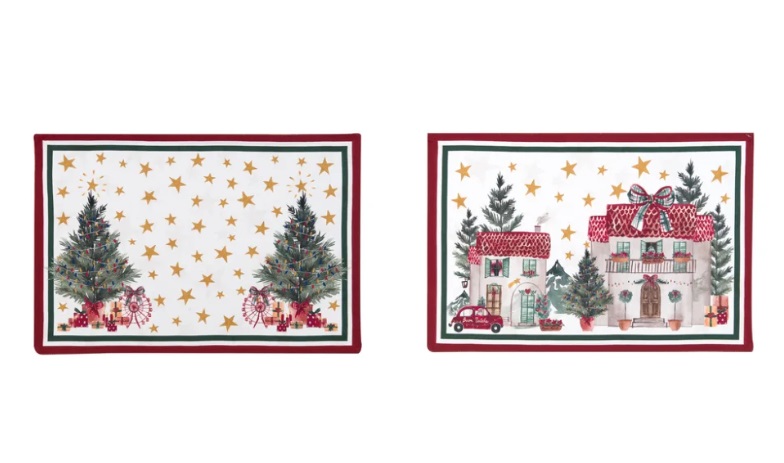 Tovaglietta americana in cotone con stampa natalizia - 48x33 cm - Collezione Un Natale Italiano 2023 - Blanc Mariclo