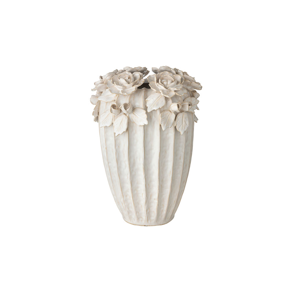 Vaso in ceramica con rose - H.29x21x21 cm - L'Arte di Nacchi