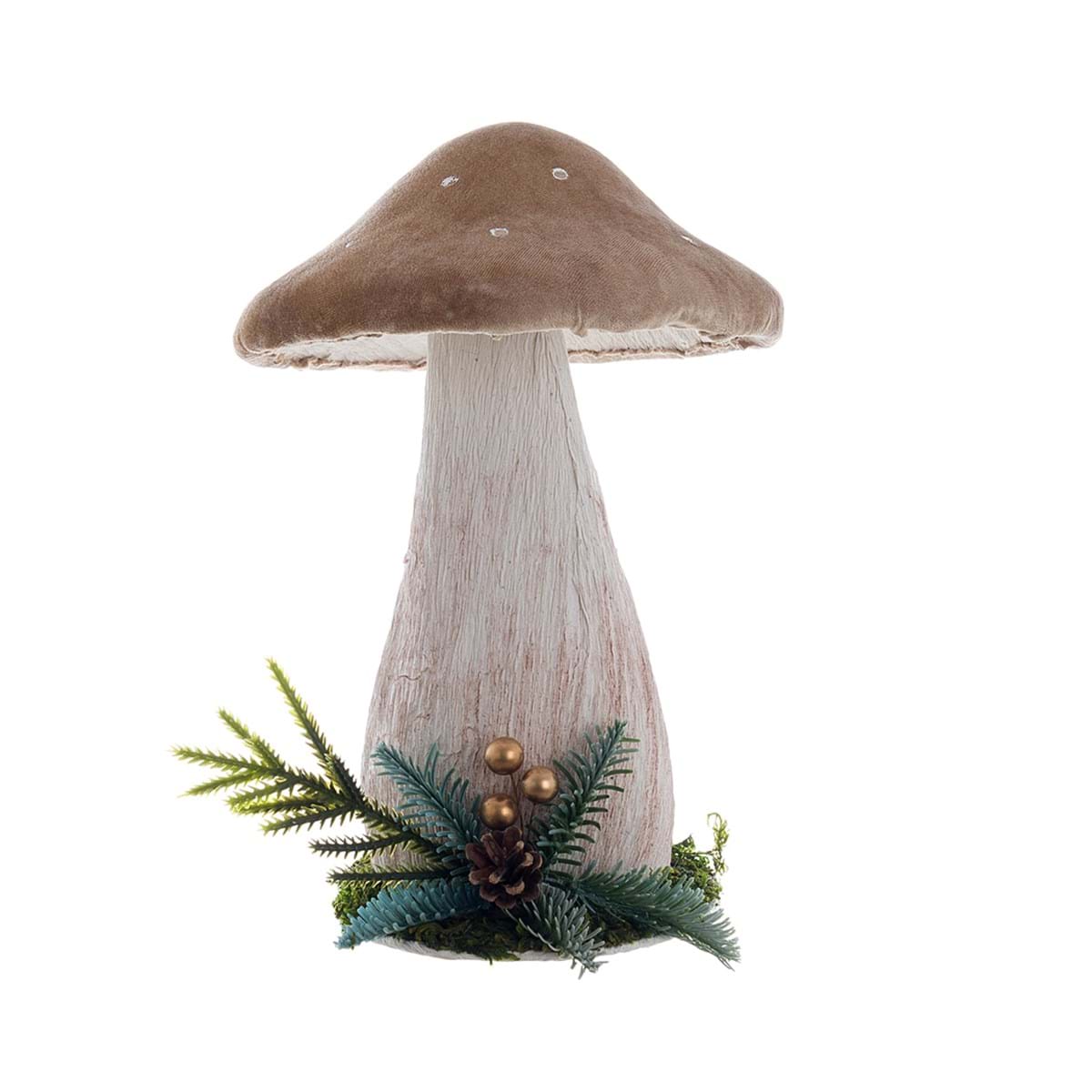 Fungo decorativo in polistirolo e velluto - 17x17x25 cm - Blanc Mariclo
