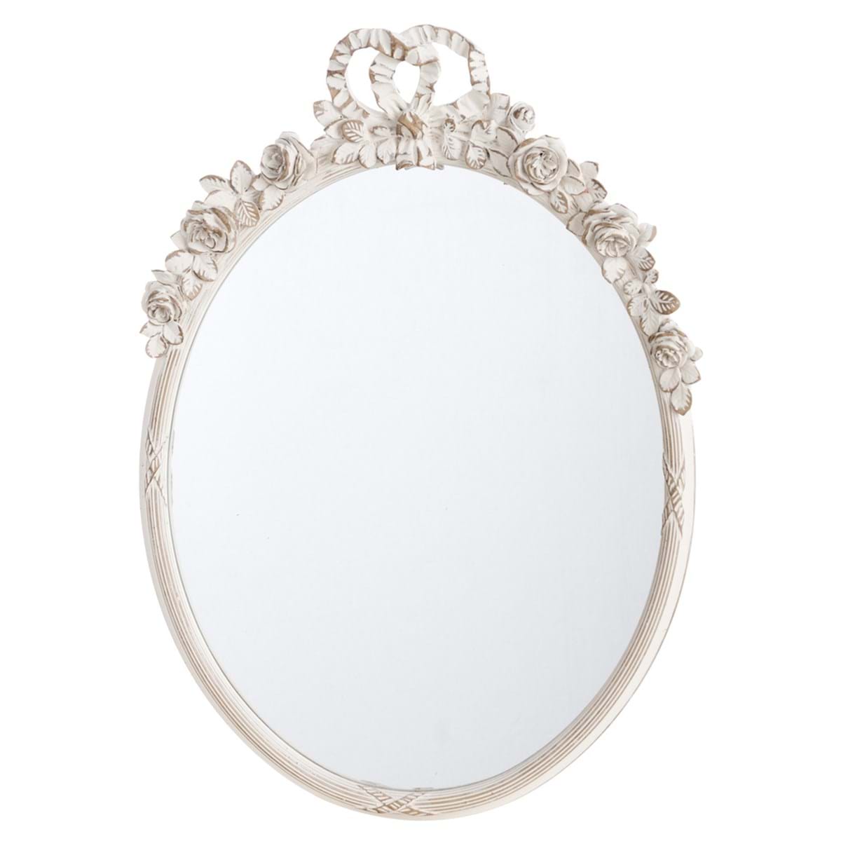 Specchio ovale in resina con fregio - 33x46 cm - Blanc Mariclò
