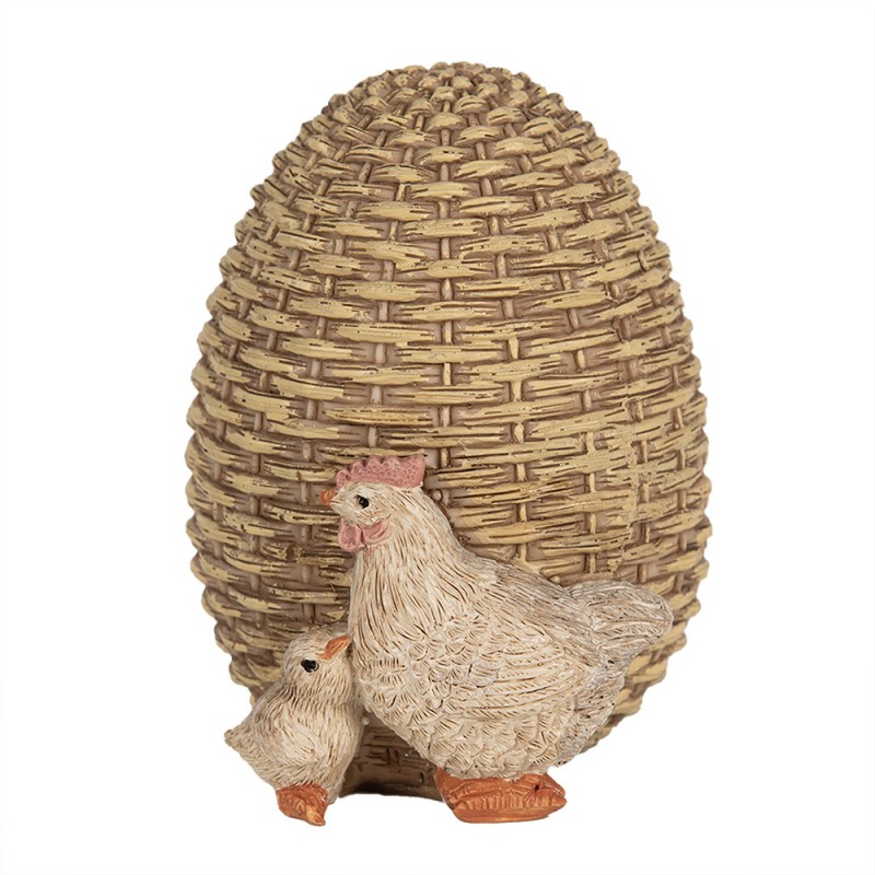 Uovo in resina effetto vimini c/galline - H.10 cm - Clayre e Eef