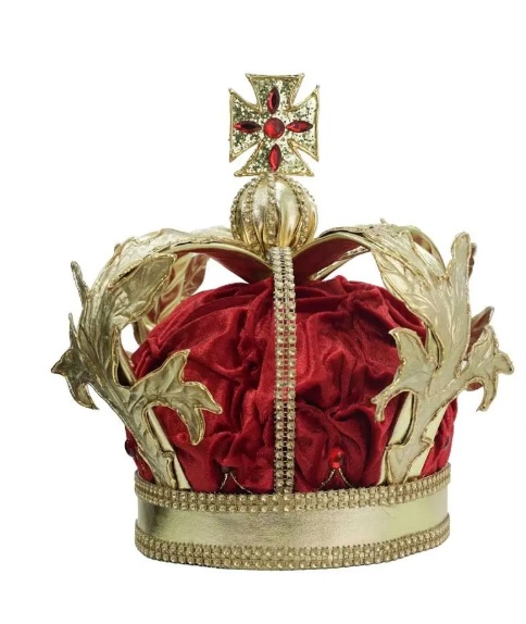Corona regale con croce oro con velluto rosso - H.30 cm