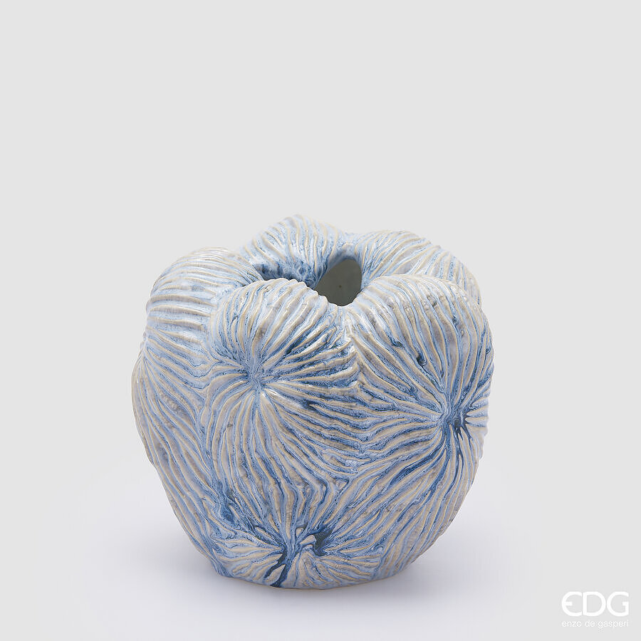 Vaso chakra marino in ceramica blu - H.21x22 cm - EDG