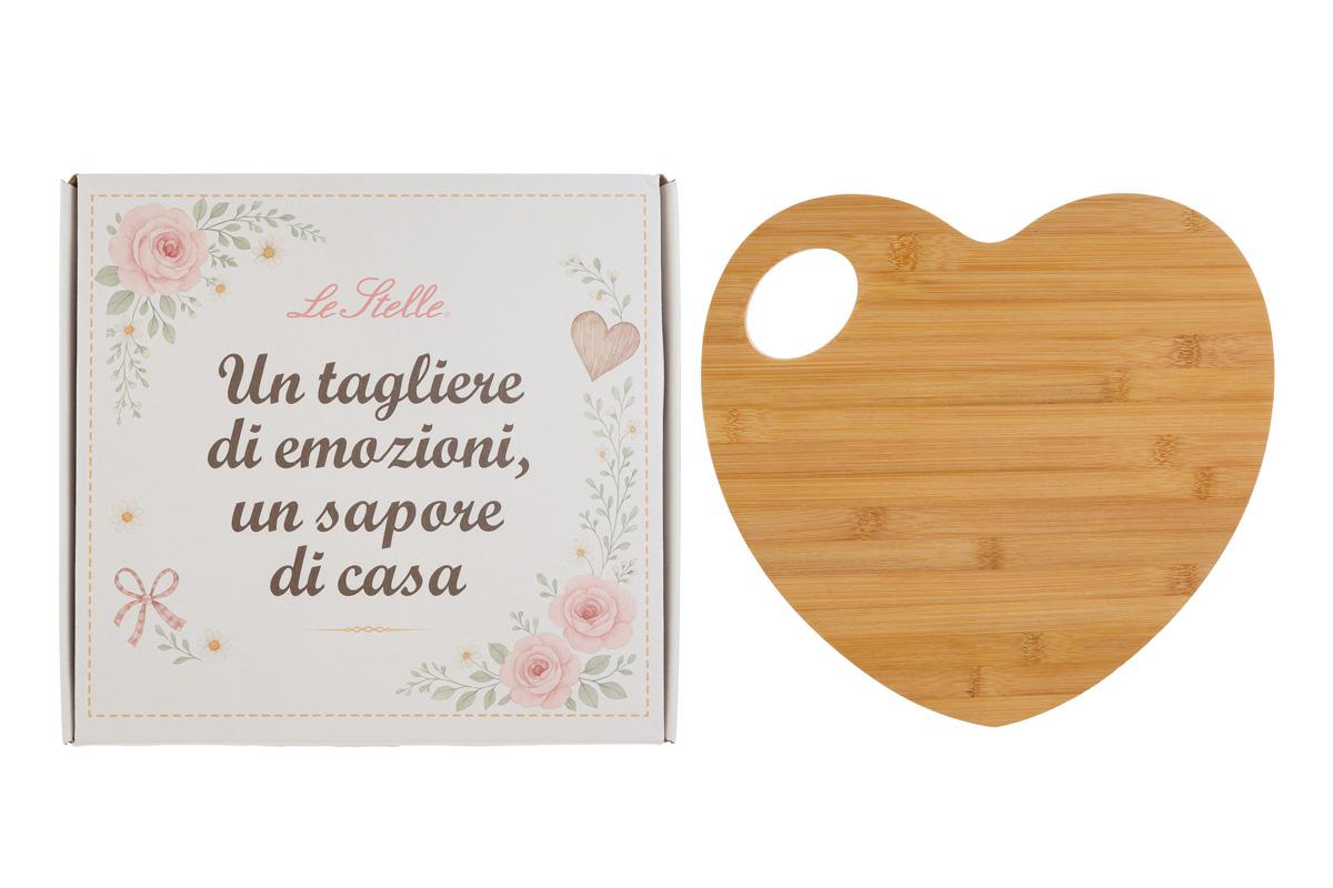 Tagliere cuore in legno c/box - 34x32.5 cm - Le Stelle
