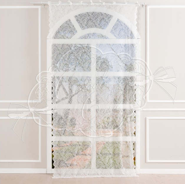 Telo tenda in pizzo poliestere Jade bianco - 150x300 cm - Coccole di Casa