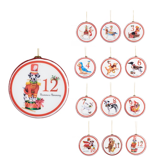 Decorazione in plastica con numeri e cani - diam. 10 cm - Goodwill