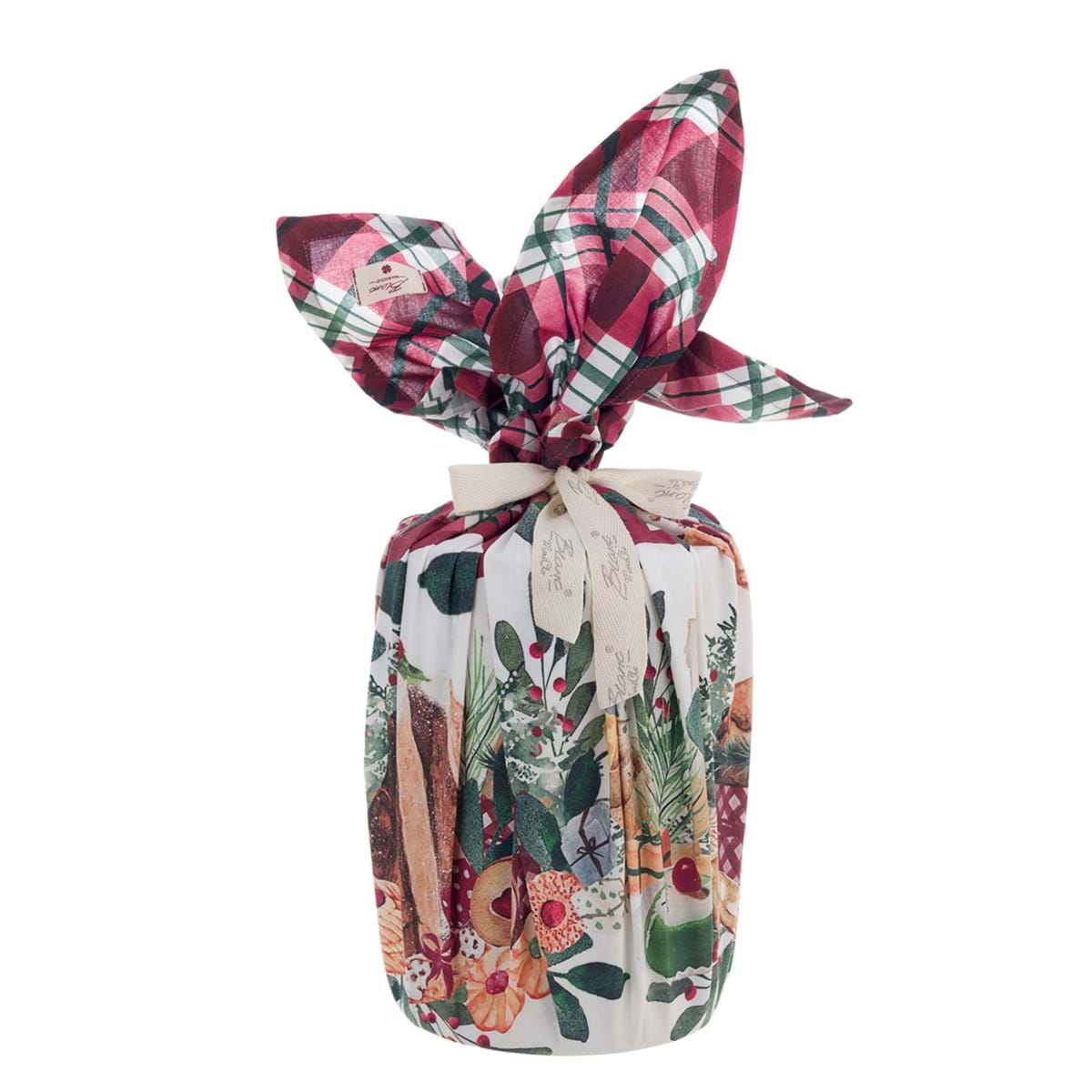 Foulard porta panettone in cotone con stampa natalizia - 90x90 cm - Collezione La patisserie  - Blanc Mariclo