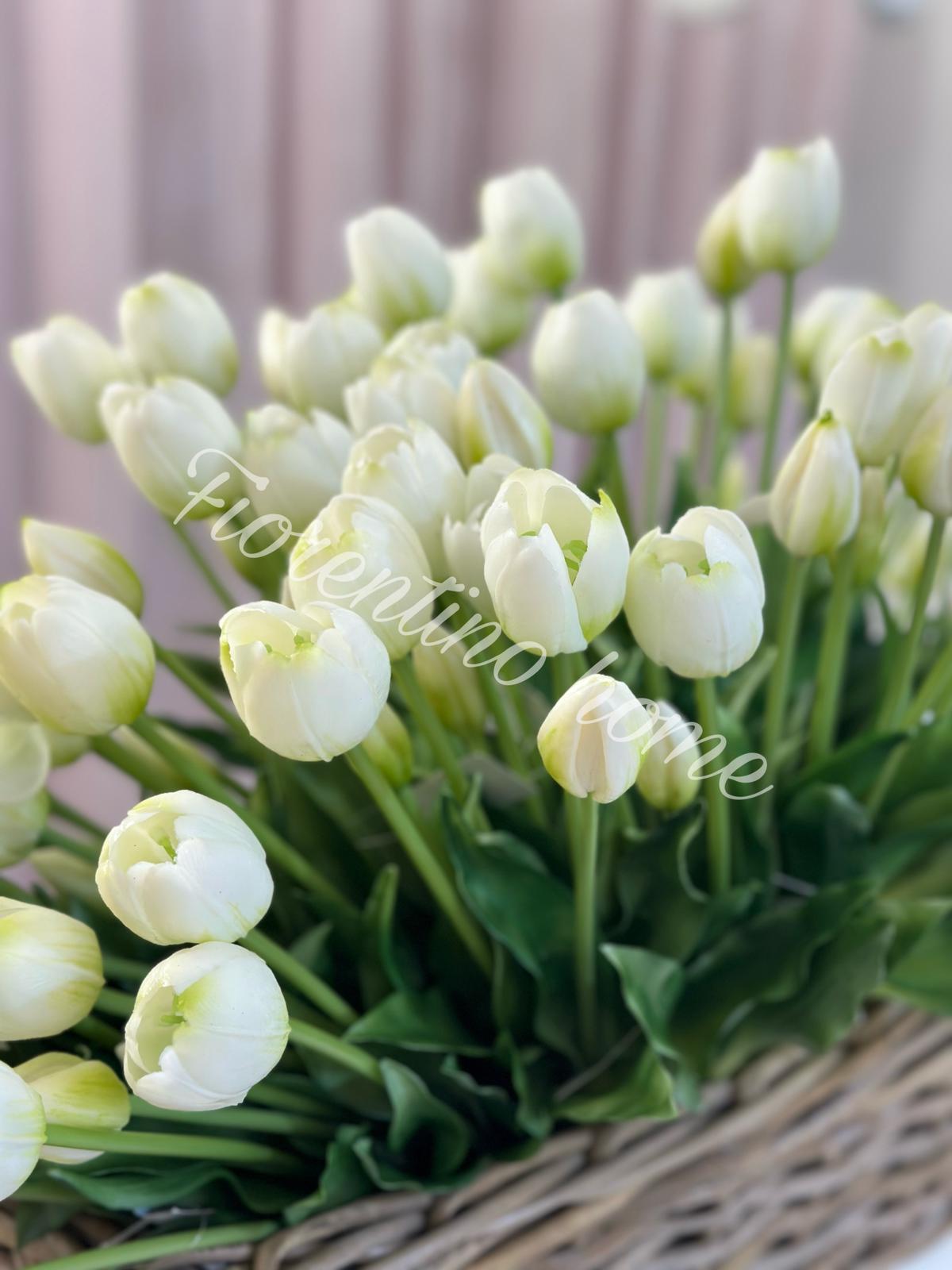 Bouquet di cinque tulipani artificiali bianco  - Edg