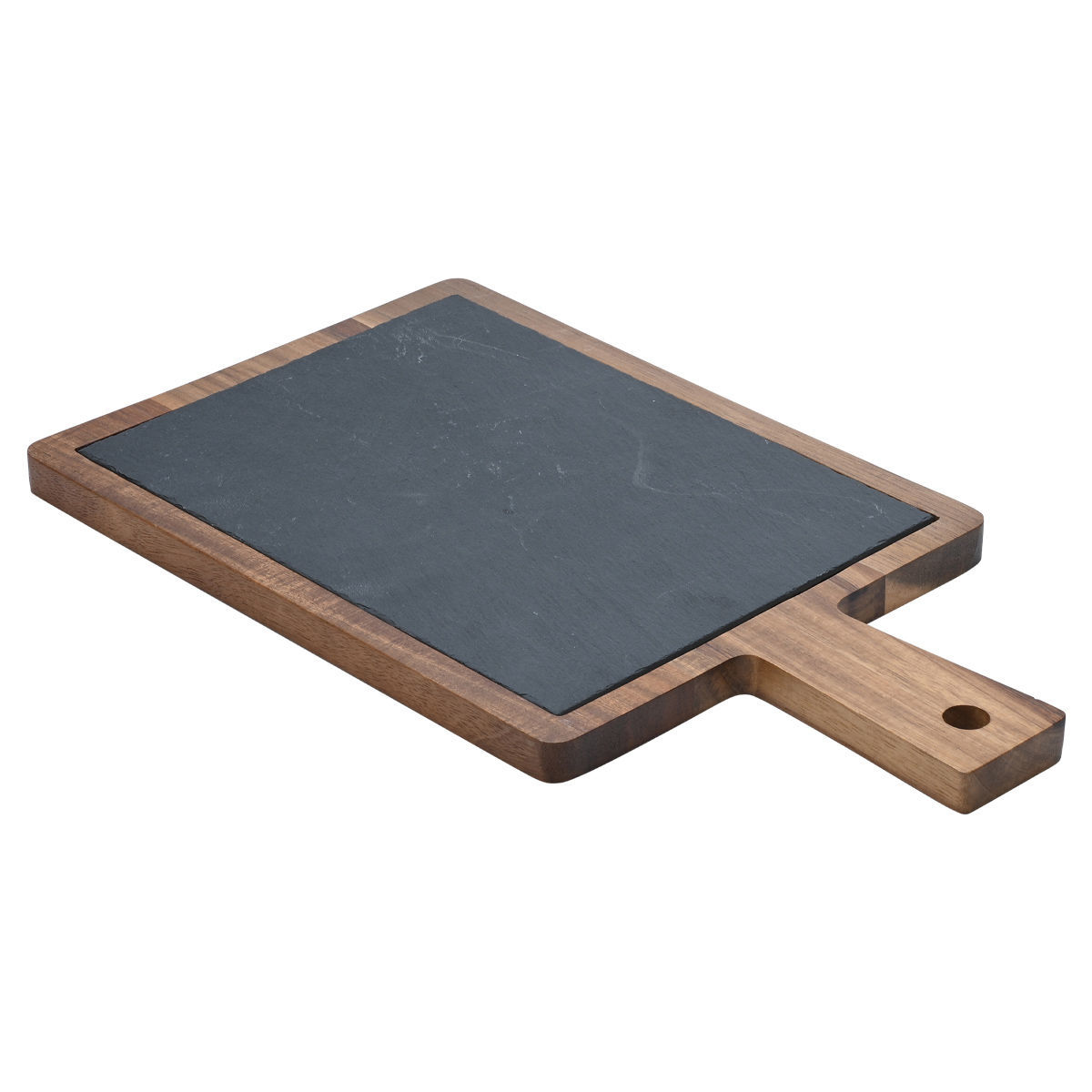 Tagliere da portata in ardesia con base in legno di acacia - 35x20 cm - Estia