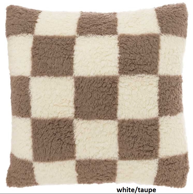 Cuscino pellicciato a quadroni Check - 53x53 cm - vari colori - Unique Living