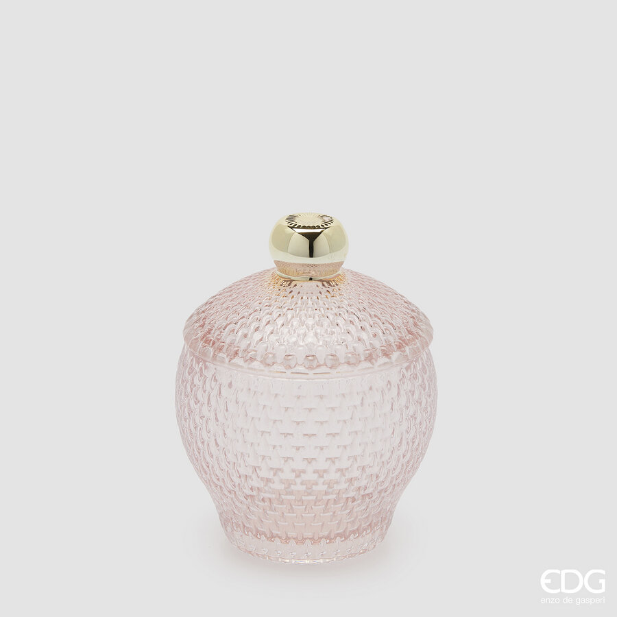Contenitore in vetro decorativo micro quadretti bombato - H.14.5x10.5 cm - 3 varianti - EDG