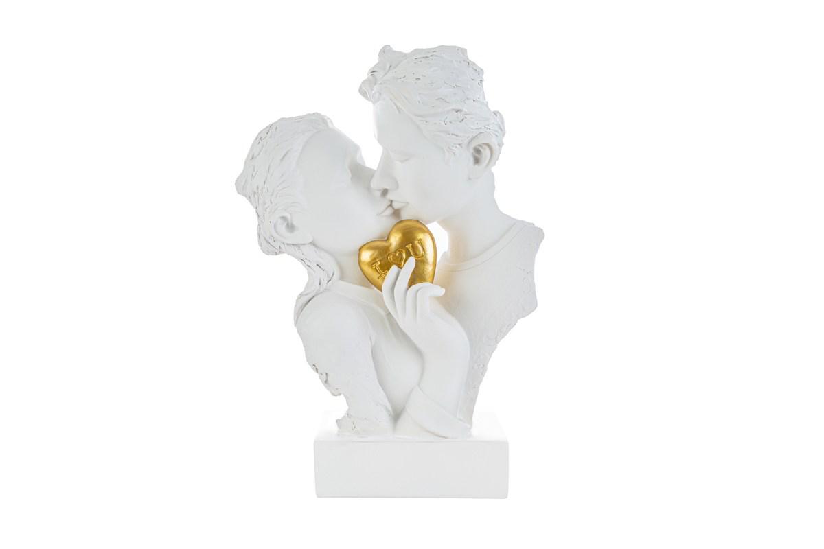 Coppia bacio in resina cuore oro - H.28x20 cm - Le Stelle