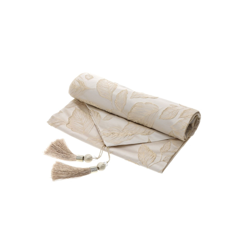 Runner c/nappe beige Foliage c/astuccio regalo - 33x180 cm - Hervit