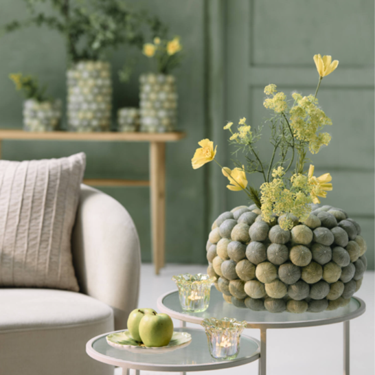 Vaso in resina ricci di mare verde mod.SEA URCHIN - H.23.5x40 cm - Light e Living