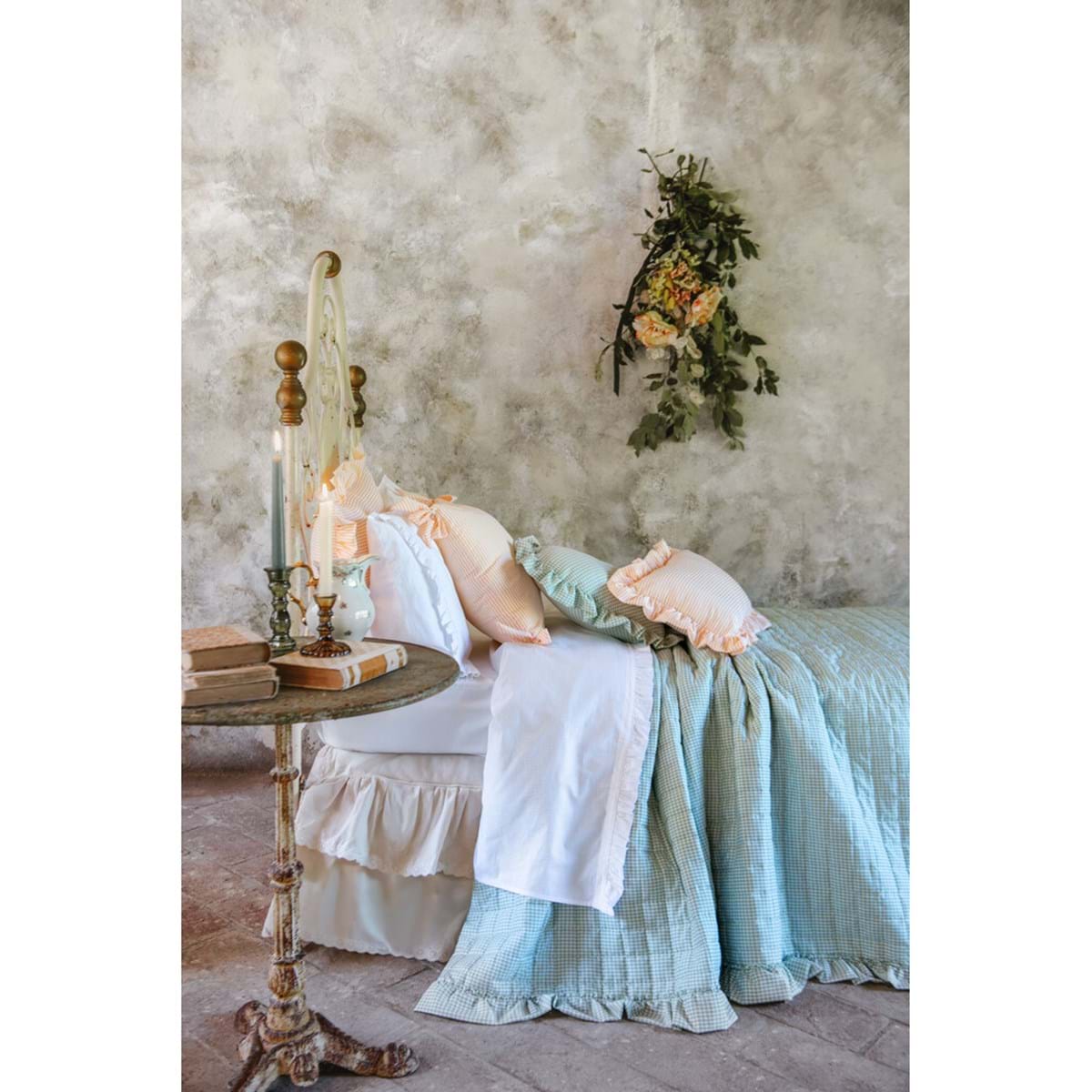 Trapuntino matrimoniale a quadretti con gala - Linea Sogno Vichy -  260x260 cm - Blanc Mariclo