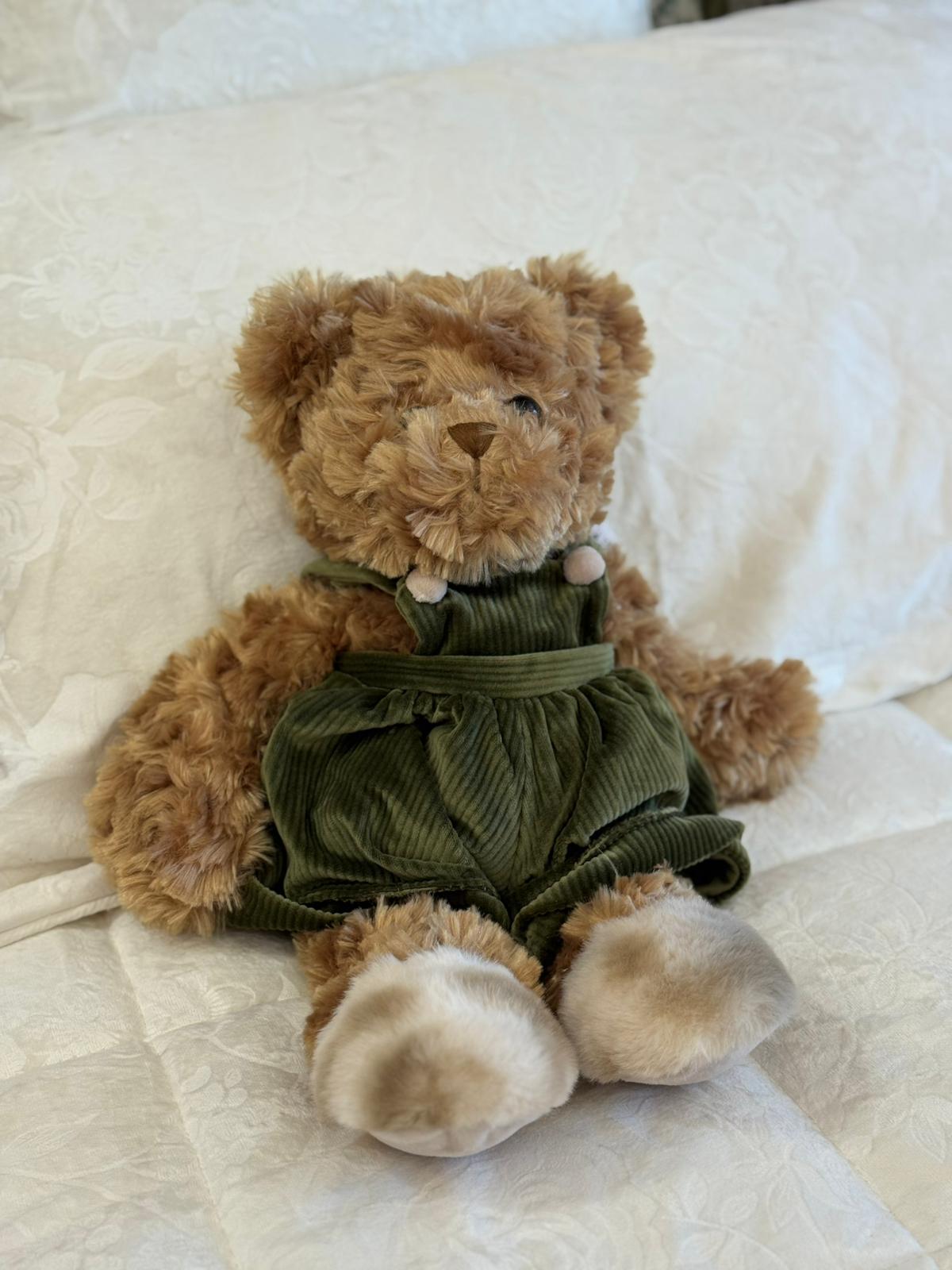 Orsetto peluche con salopette verde MAVI - H.35 cm - Bukowski