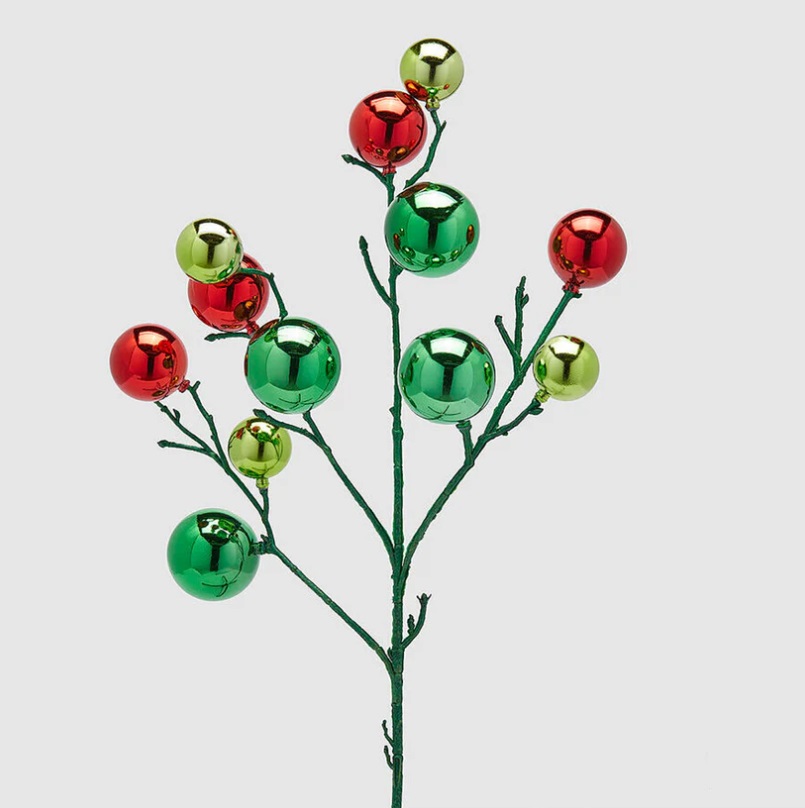 Ramo con palline di natale multicolor - H.53 cm - EDG