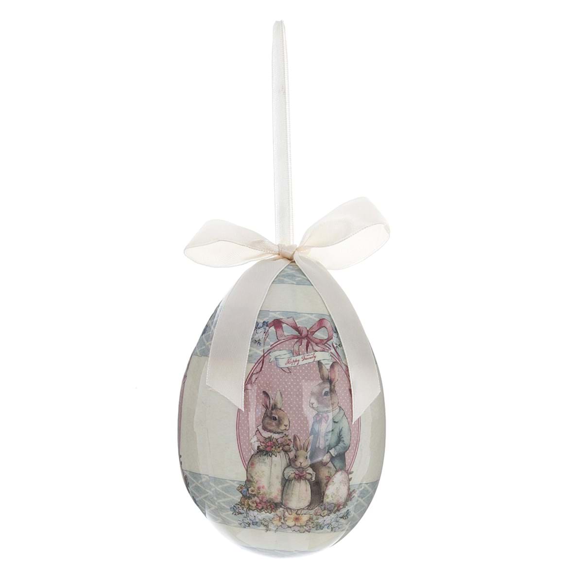 Decorazione uovo di pasqua in plastica - Collezione JOYEUSES PÂQUES - 7x10 cm - Blanc Mariclo