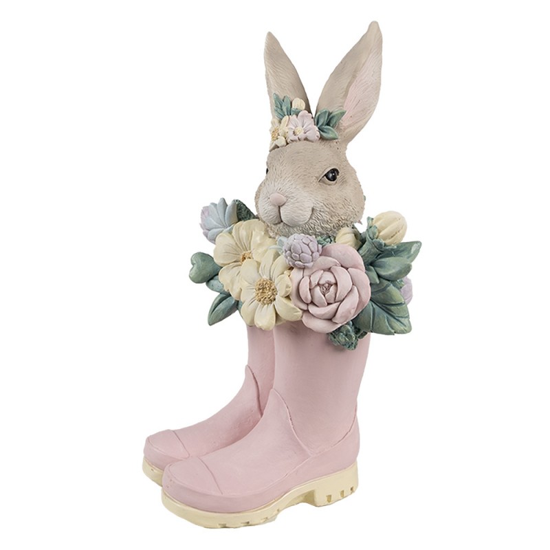 Statuetta decorativa coniglio negli stivali in resina - H.13x23 cm - Clayre e Eef