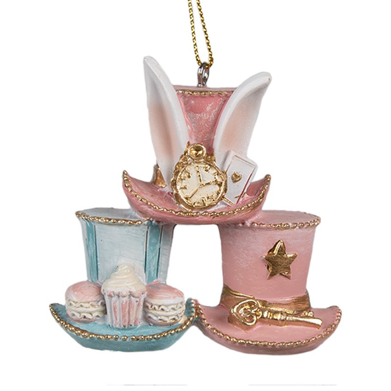 Decorazione da appendere in resina cappelli rosa/blu - H.7x7 cm - Clayre e Eef