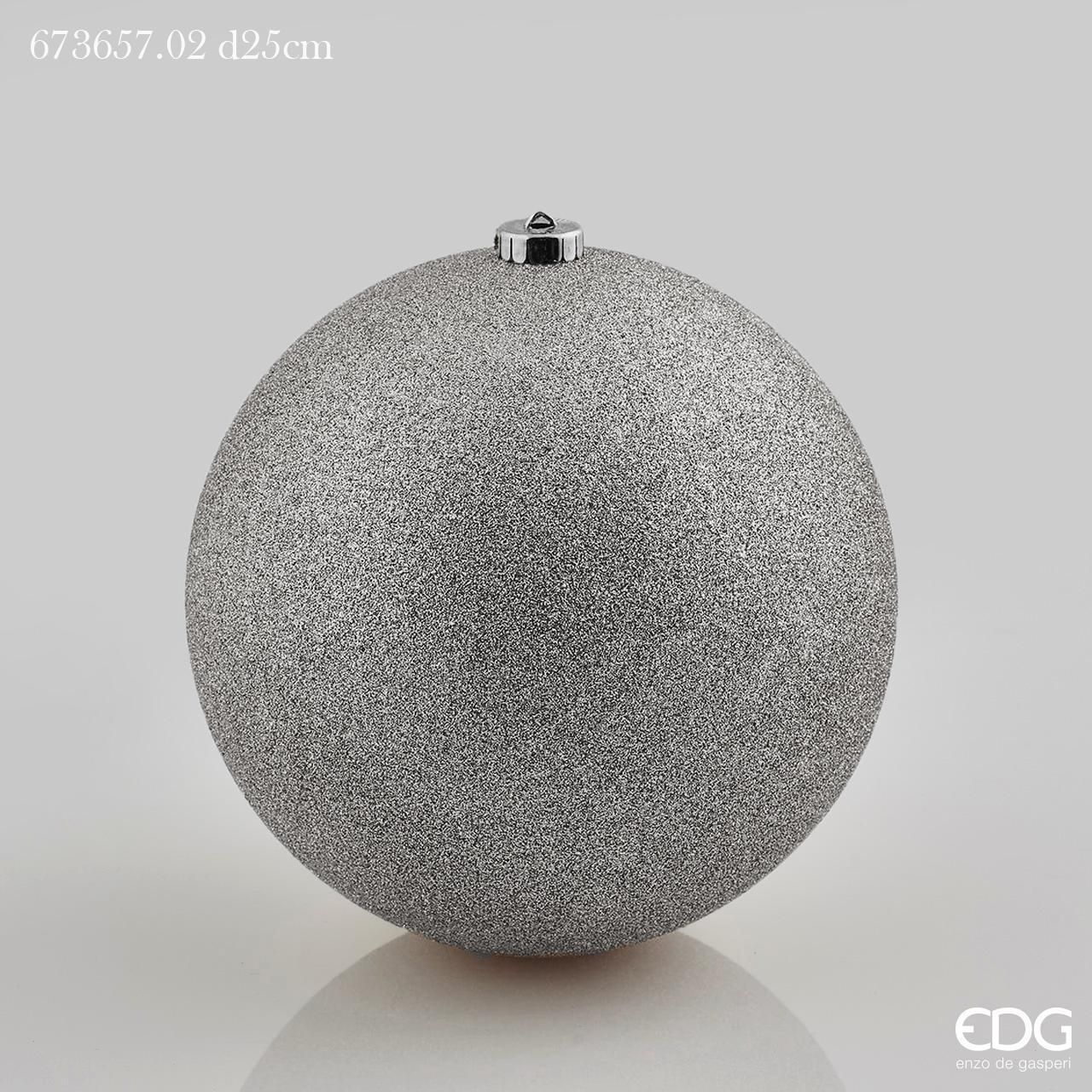 Palla in plastica glitterata argento - diam. 25 cm - EDG