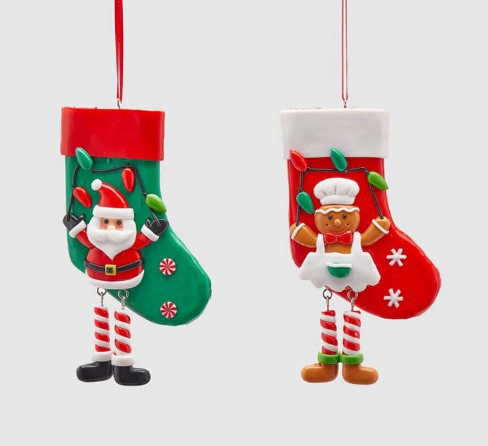 Decorazione calza da appendere in plastica - 2 colori - H.15 cm - EDG