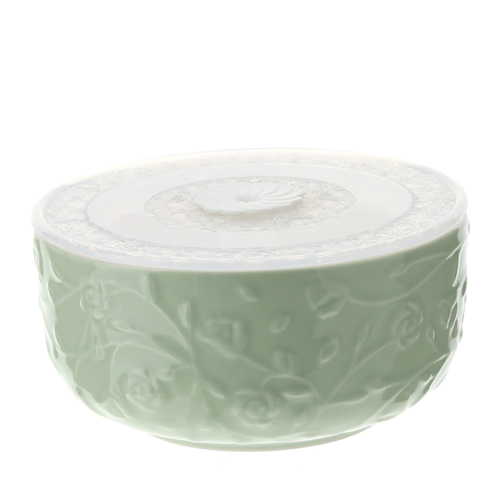 Contenitore in porcellana verde con coperchio salva freschezza - 13x7 cm - Hervit