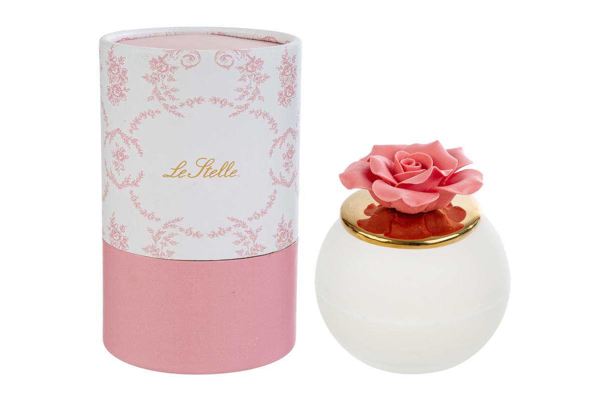 Candela rosa col.Corallo c/astuccio - H.9x7.5 cm - Le Stelle