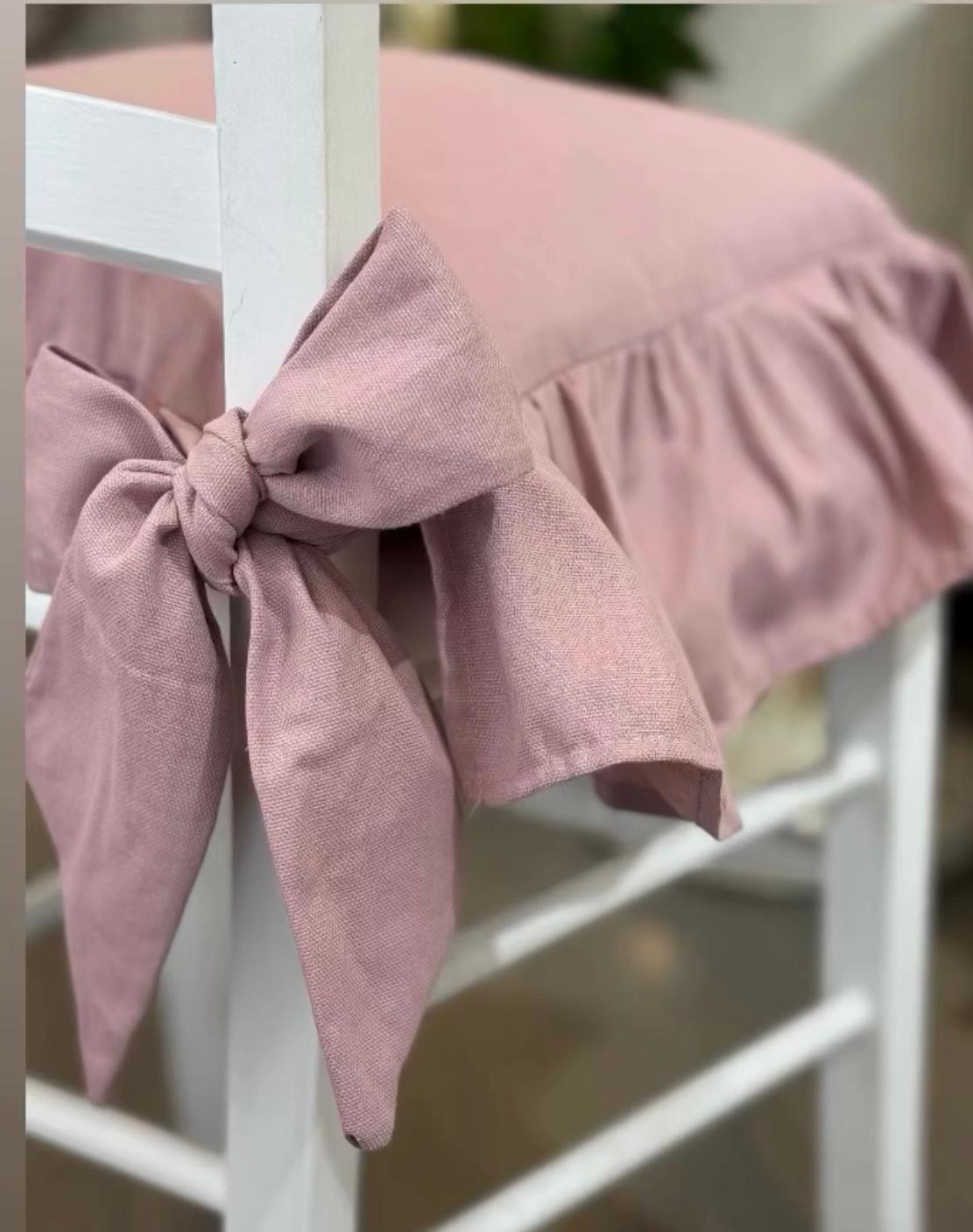 Cuscino sartoriale in panama rosa antico con balza -45x45 cm- Fiorentino Home