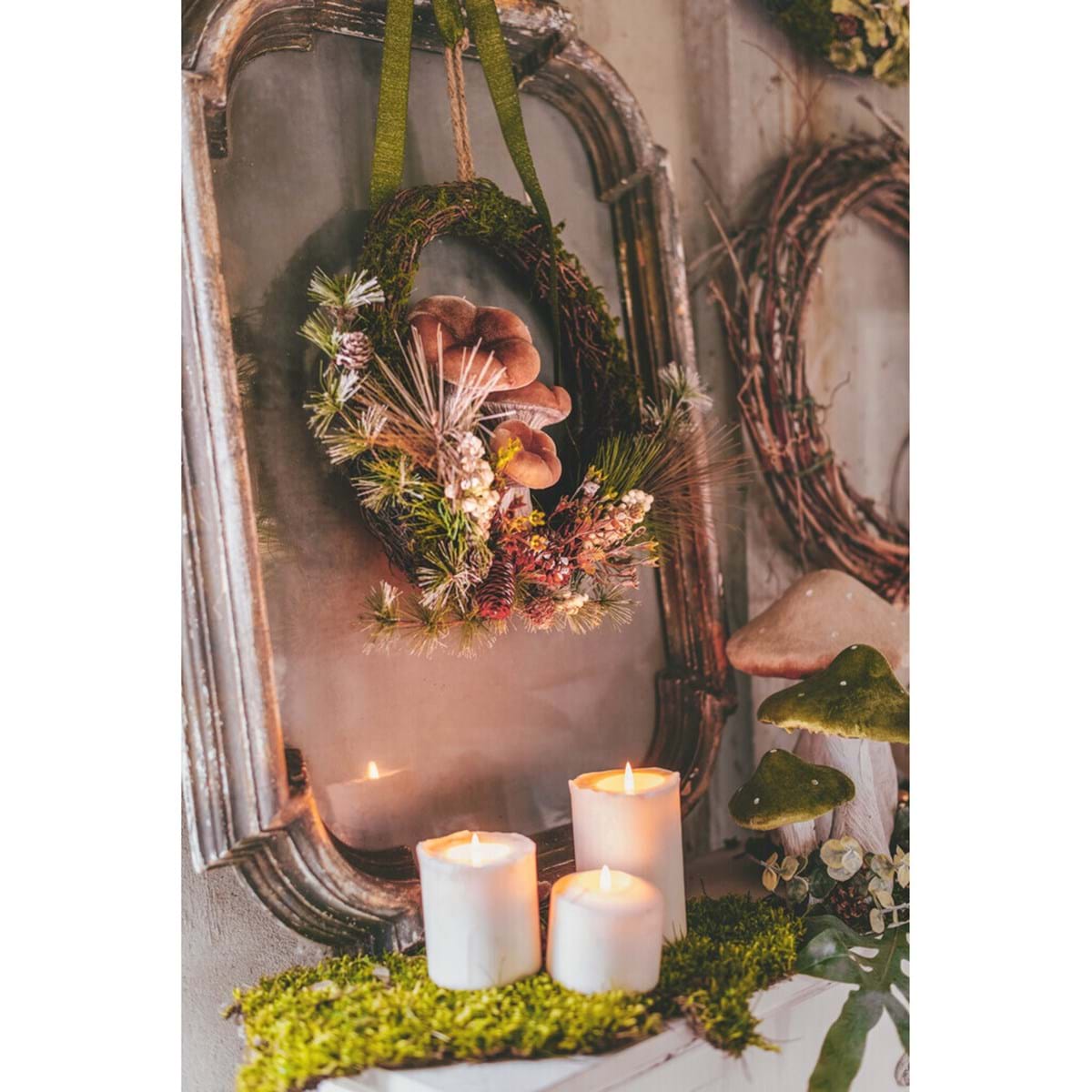 Ghirlanda autunnale con funghi - Collezione CasaDaFloresta - 37x10x33 cm - Blanc Mariclo