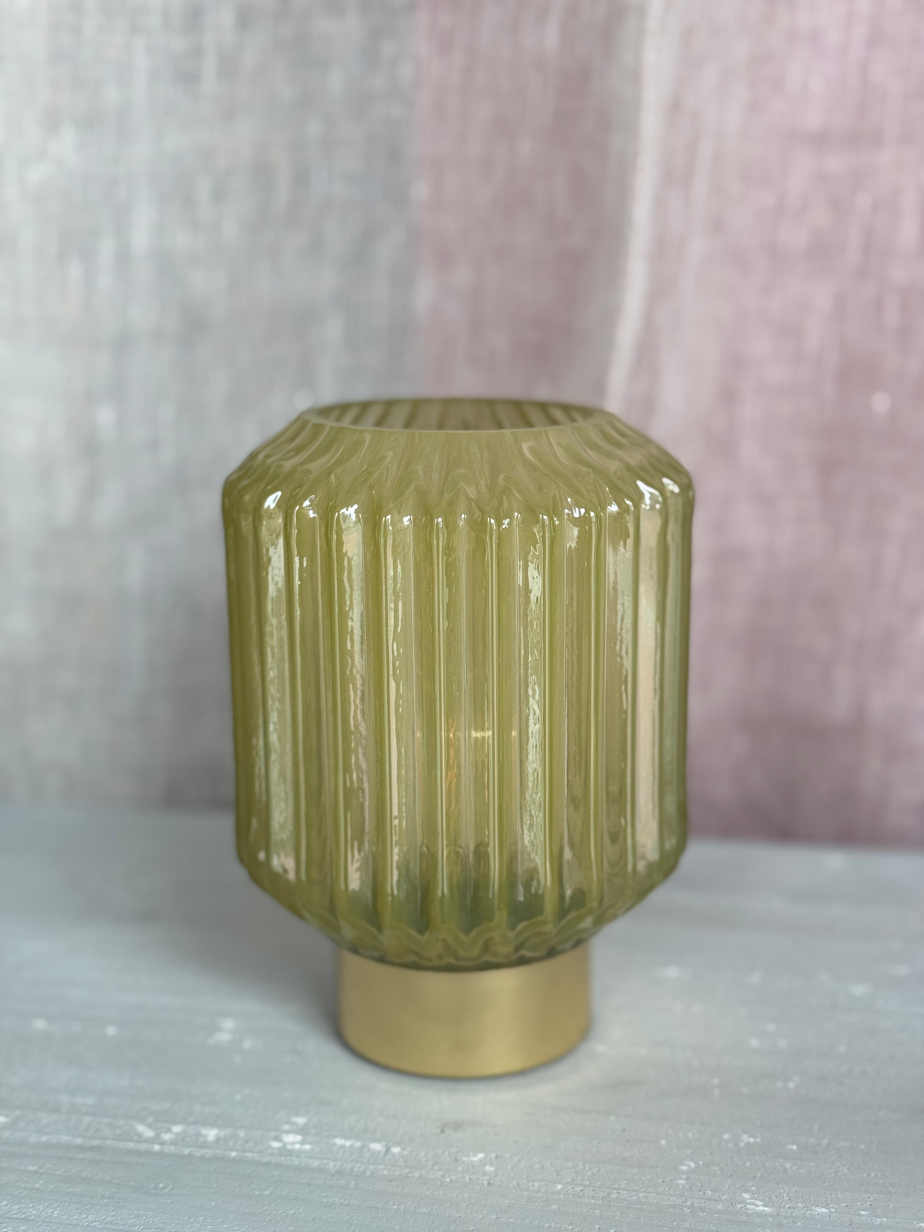 Lampada a batterie in vetro - vari colori - H.18 cm